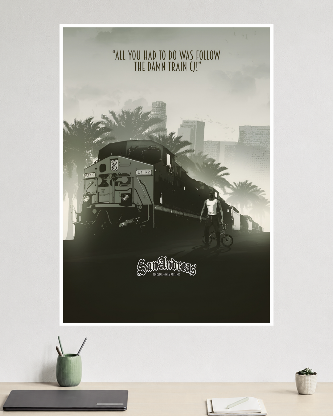 GTA San Andreas | CJ & Train Mission | Game Poster