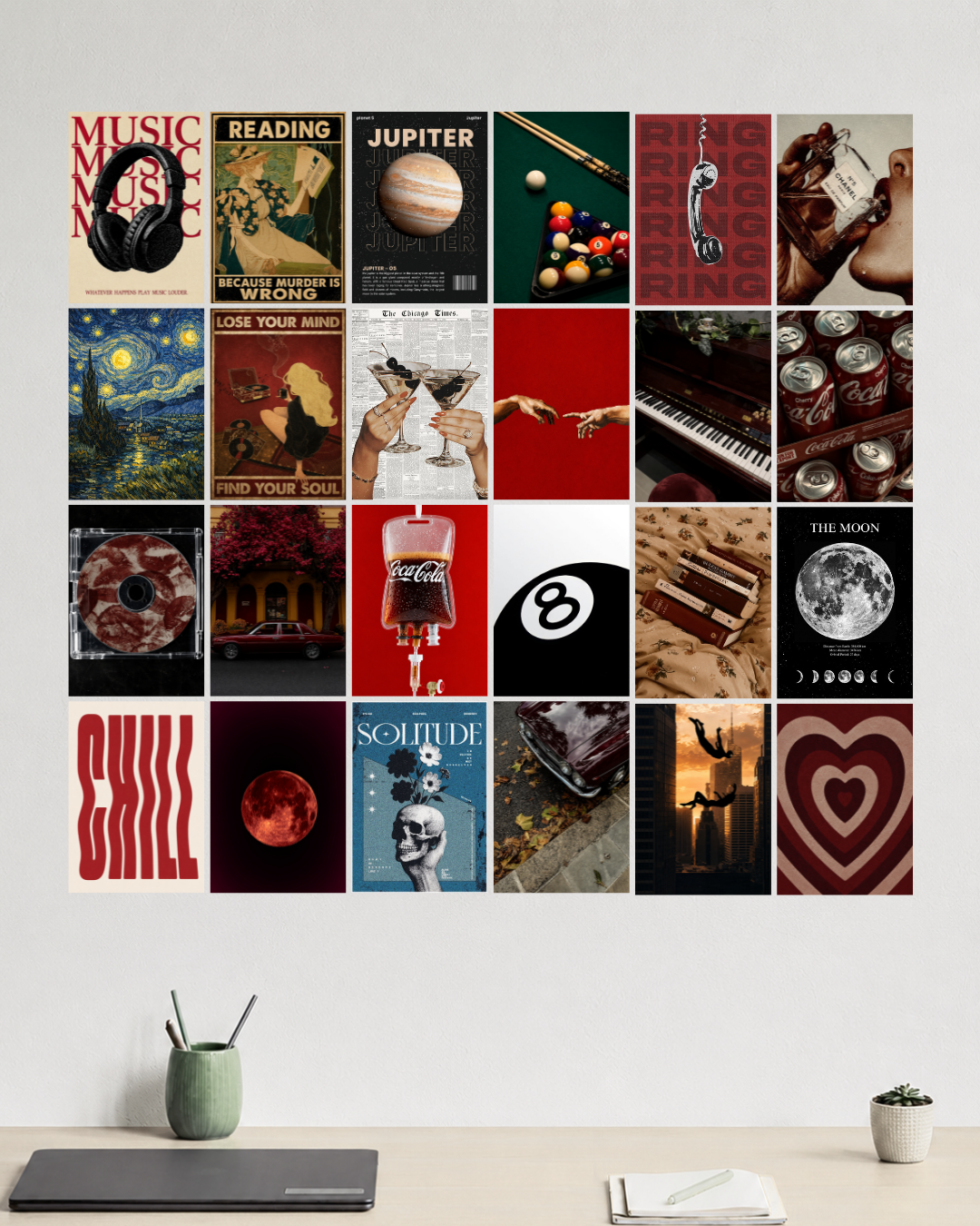 Retro Lifestyle Aesthetic Wall Art Collection – 24 Poster Set