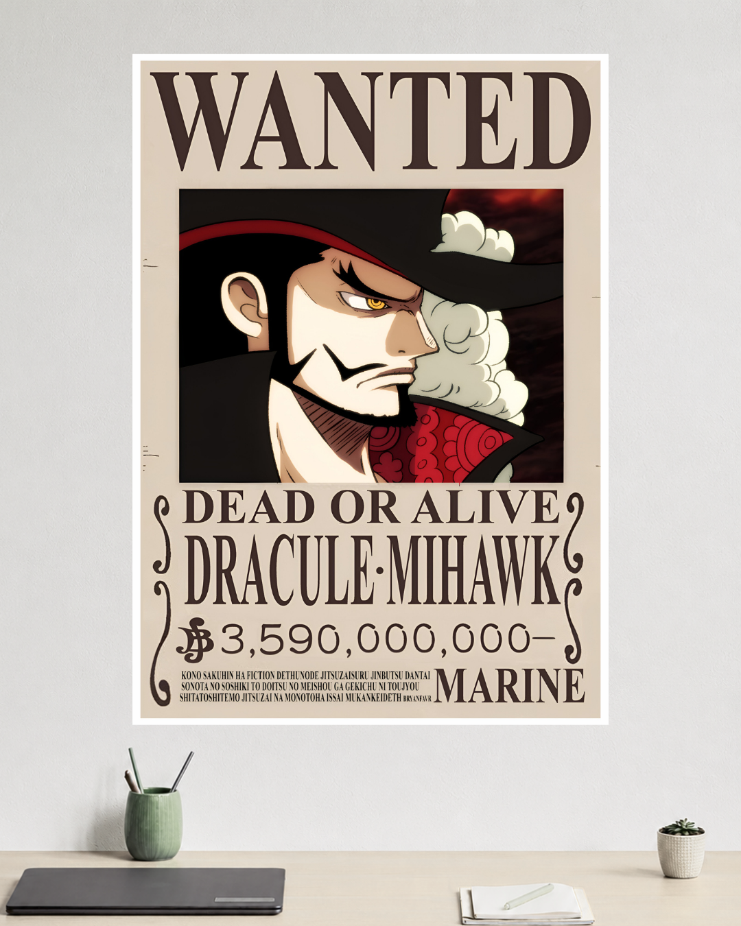 One Piece | Dracule Mihawk | Wanted Poster | Anime Poster