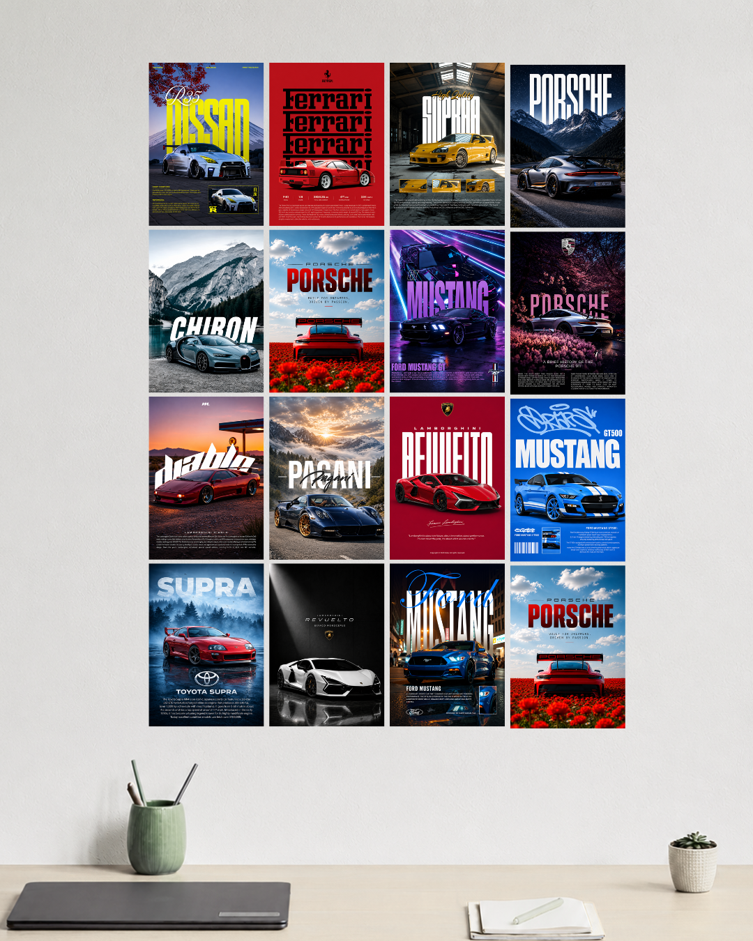 16 Poster Set - Ultimate Car Poster Collection