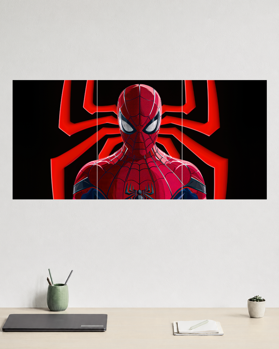 Spider-Man Red & Black – Three Panel Split Poster