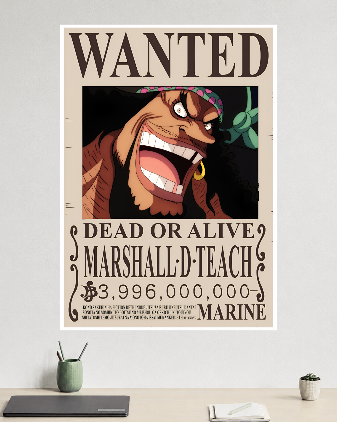 One Piece | Marshall D. Teach | Wanted Poster | Anime Poster