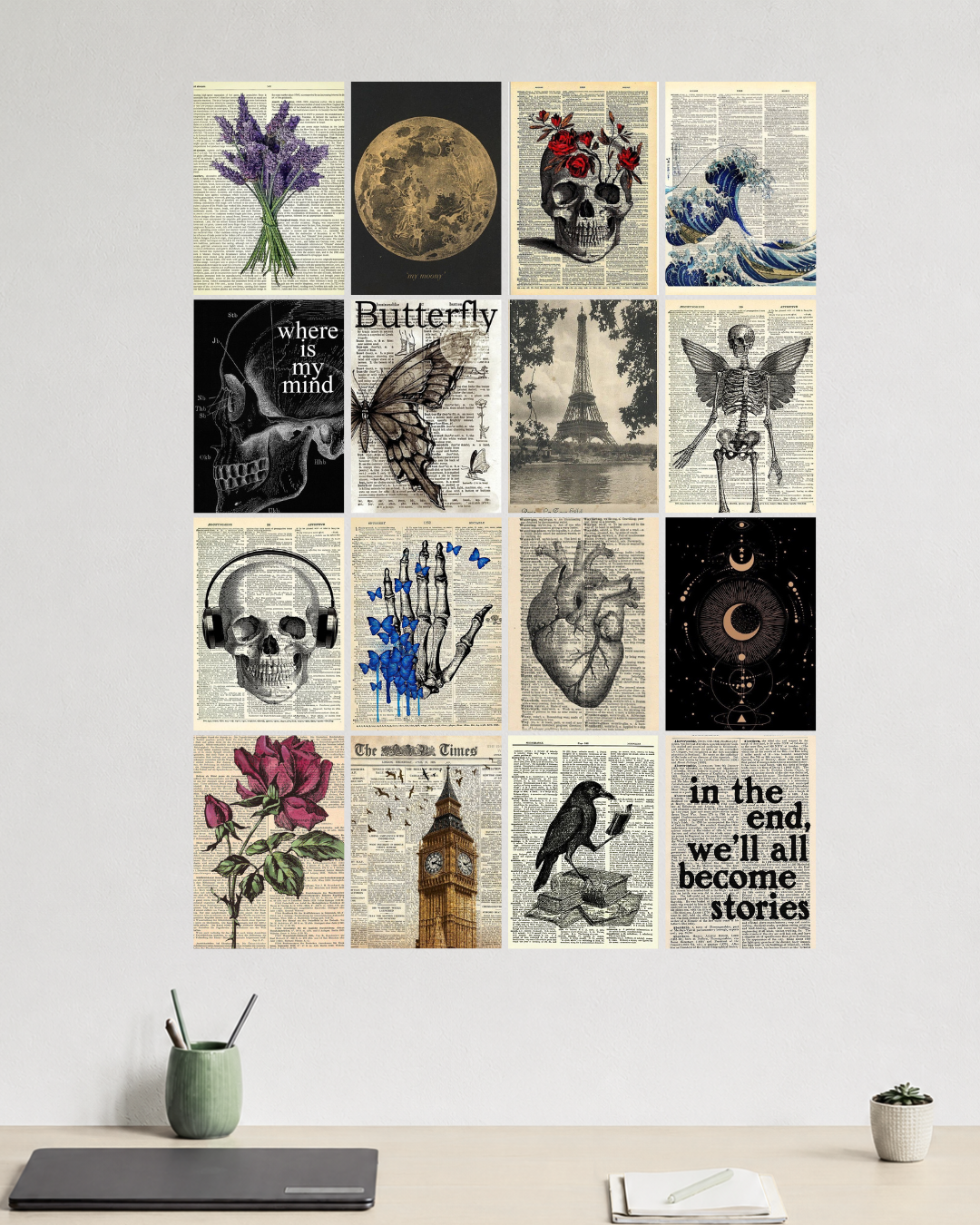 Vintage Dark Academia Wall Art Collection – 16 Poster Set