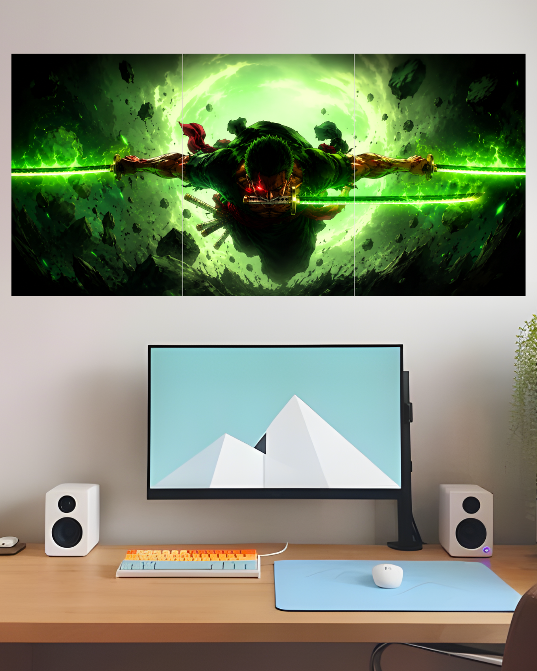 Roronoa Zoro 3 Panel Wall Art | One Piece Split Poster