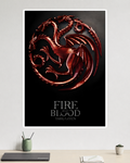 House Targaryen Sigil| Fire & Blood Dragon Emblem | Game of Thrones | TV-Series Poster