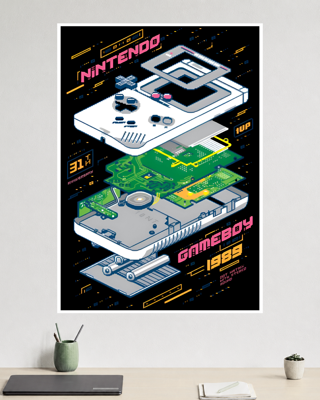 Nintendo GameBoy | Retro Gaming Console Blueprint | Game Poster