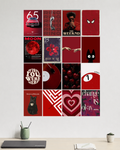 Red Aesthetic Wall Art Collection – 16 Poster Set