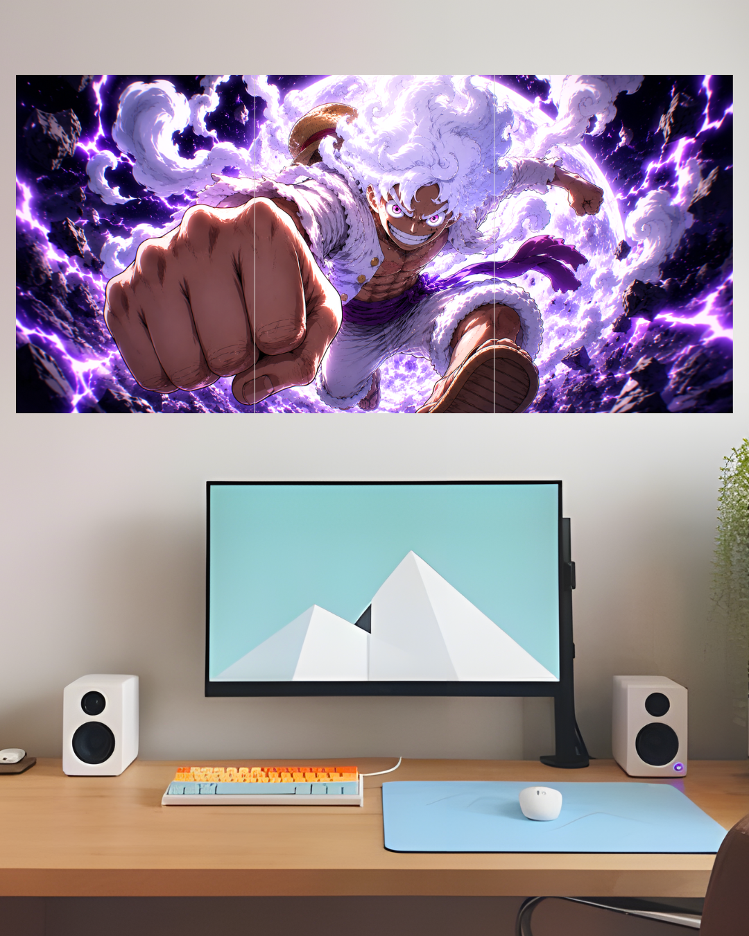 Monkey D. Luffy Gear 5 3 Panel Wall Art | One Piece Split Poster
