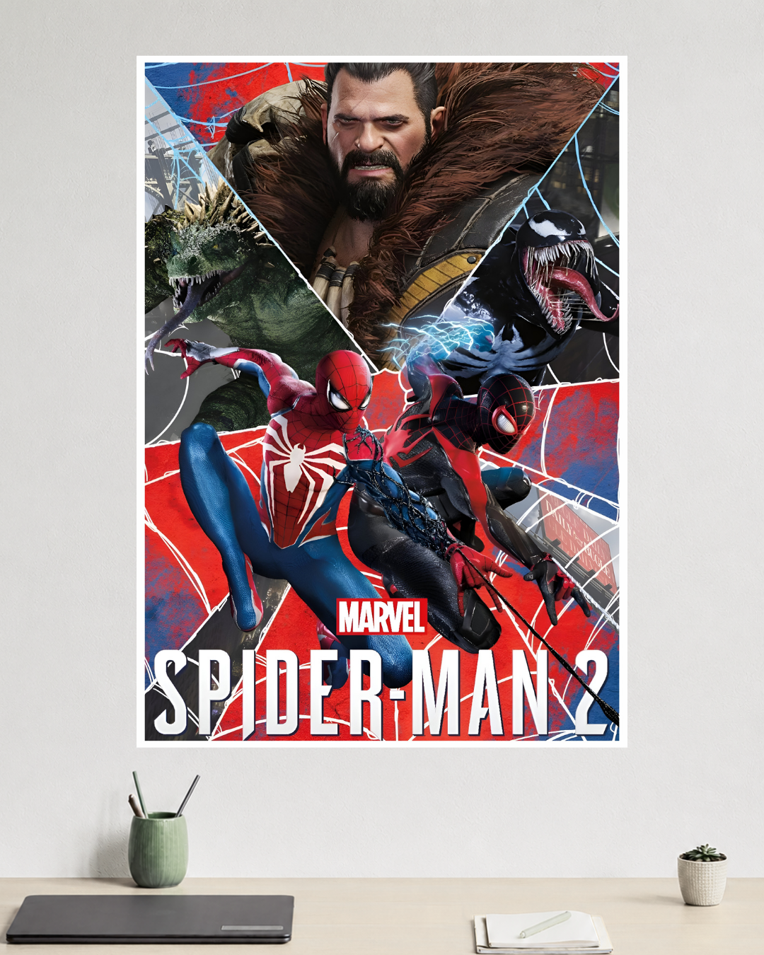 Peter Parker & Miles Morales | Venom & Kraven | Marvel's Spider-Man 2 | Game Poster