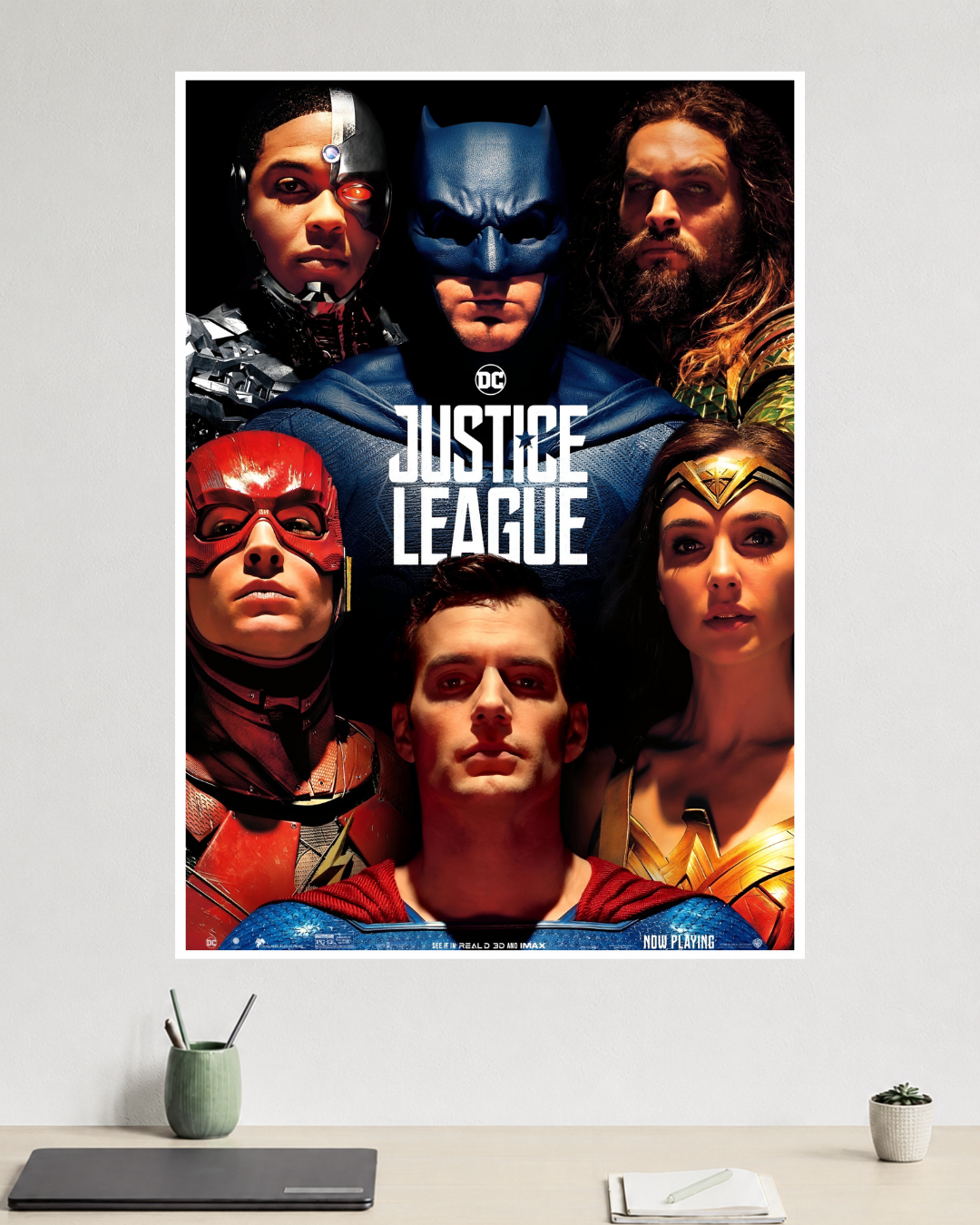 Justice League Movie Poster | Batman, Superman, Wonder Woman, Flash, Aquaman, Cyborg | DC Poster