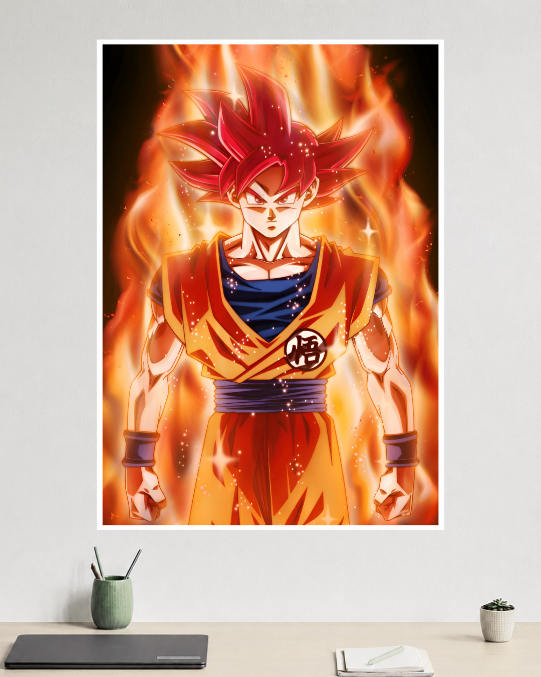 Super Saiyan God Goku | Fiery Dragon Ball | Anime Poster